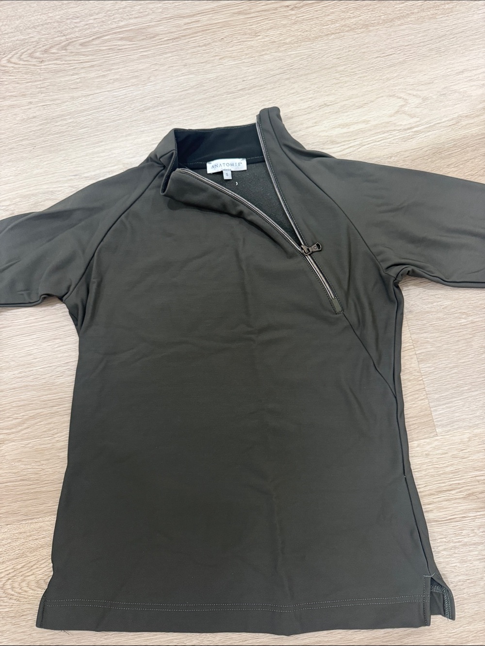 Anatomie Olive Green Asymmetrical Quarter-Zip Top